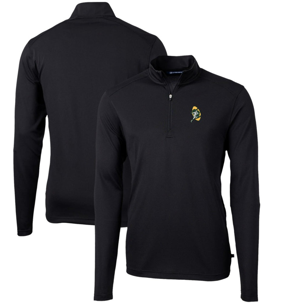 Green Bay Packers Cutter & Buck Throwback Logo Virtue Eco Pique Recycled Quarter-Zip Pullover Top