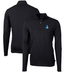 Detroit Lions Cutter & Buck Throwback Logo Virtue Eco Pique Recycled Quarter-Zip Pullover Top