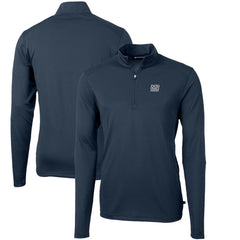 New York Giants Cutter & Buck Throwback Logo Virtue Eco Pique Recycled Quarter-Zip Pullover Top