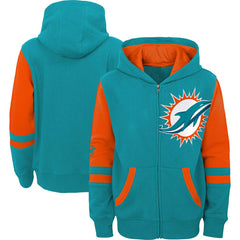 Miami Dolphins Youth Colorblock Full-Zip Hoodie