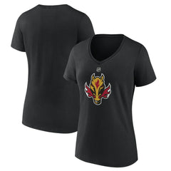 Calgary Flames Women's Alternate Logo V-Neck T-Shirt Outlet
