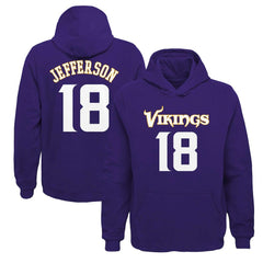 Minnesota Vikings Justin Jefferson Youth Mainliner Player Name & Number Pullover Hoodie