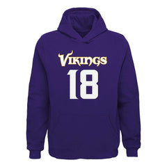Minnesota Vikings Justin Jefferson Youth Mainliner Player Name & Number Pullover Hoodie