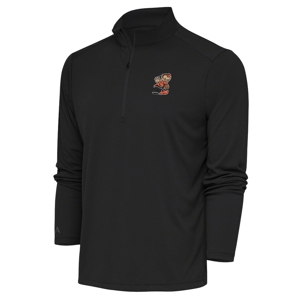 Cleveland Browns Antigua Team Logo Tribute Quarter-Zip Pullover Top