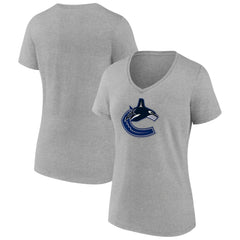 Vancouver Canucks Women's Primary Logo Team V-Neck T-Shirt Discount