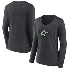 Dallas Stars Women's Primary Team Logo Long Sleeve V-Neck T-Shirt Outlet