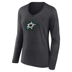 Dallas Stars Women's Primary Team Logo Long Sleeve V-Neck T-Shirt Outlet