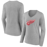 Detroit Red Wings Women's Primary Logo Team Long Sleeve V-Neck T-Shirt On Sale