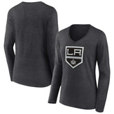 Los Angeles Kings Women's Primary Team Logo Long Sleeve V-Neck T-Shirt Discount