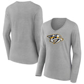 Nashville Predators Women's Primary Logo Team Long Sleeve V-Neck T-Shirt Discount