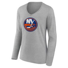 New York Islanders Women's Primary Logo Team Long Sleeve V-Neck T-Shirt Sale