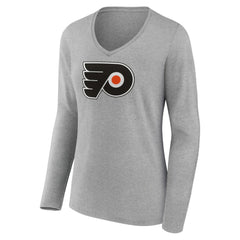Philadelphia Flyers Women's Primary Logo Team Long Sleeve V-Neck T-Shirt Outlet