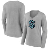 Seattle Kraken Women's Primary Logo Team Long Sleeve V-Neck T-Shirt Sale