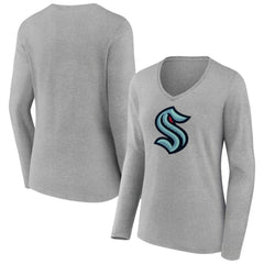 Seattle Kraken Women's Primary Logo Team Long Sleeve V-Neck T-Shirt Sale