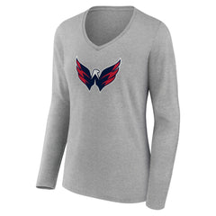 Washington Capitals Women's Primary Logo Team Long Sleeve V-Neck T-Shirt On Sale