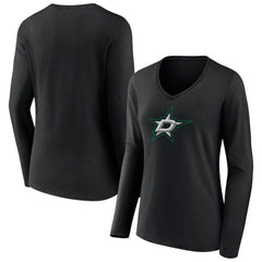 Dallas Stars Women's Primary Team Logo Long Sleeve V-Neck T-Shirt Discount