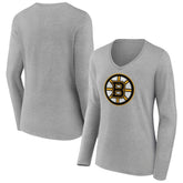 Boston Bruins Women's Primary Logo Team Long Sleeve V-Neck T-Shirt Discount