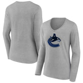 Vancouver Canucks Women's Primary Logo Team Long Sleeve V-Neck T-Shirt On Sale