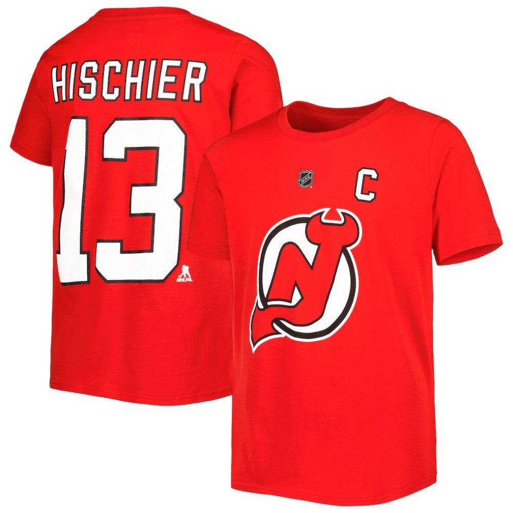 Nico Hischier New Jersey Devils Youth Player Name & Number T-Shirt For Sale