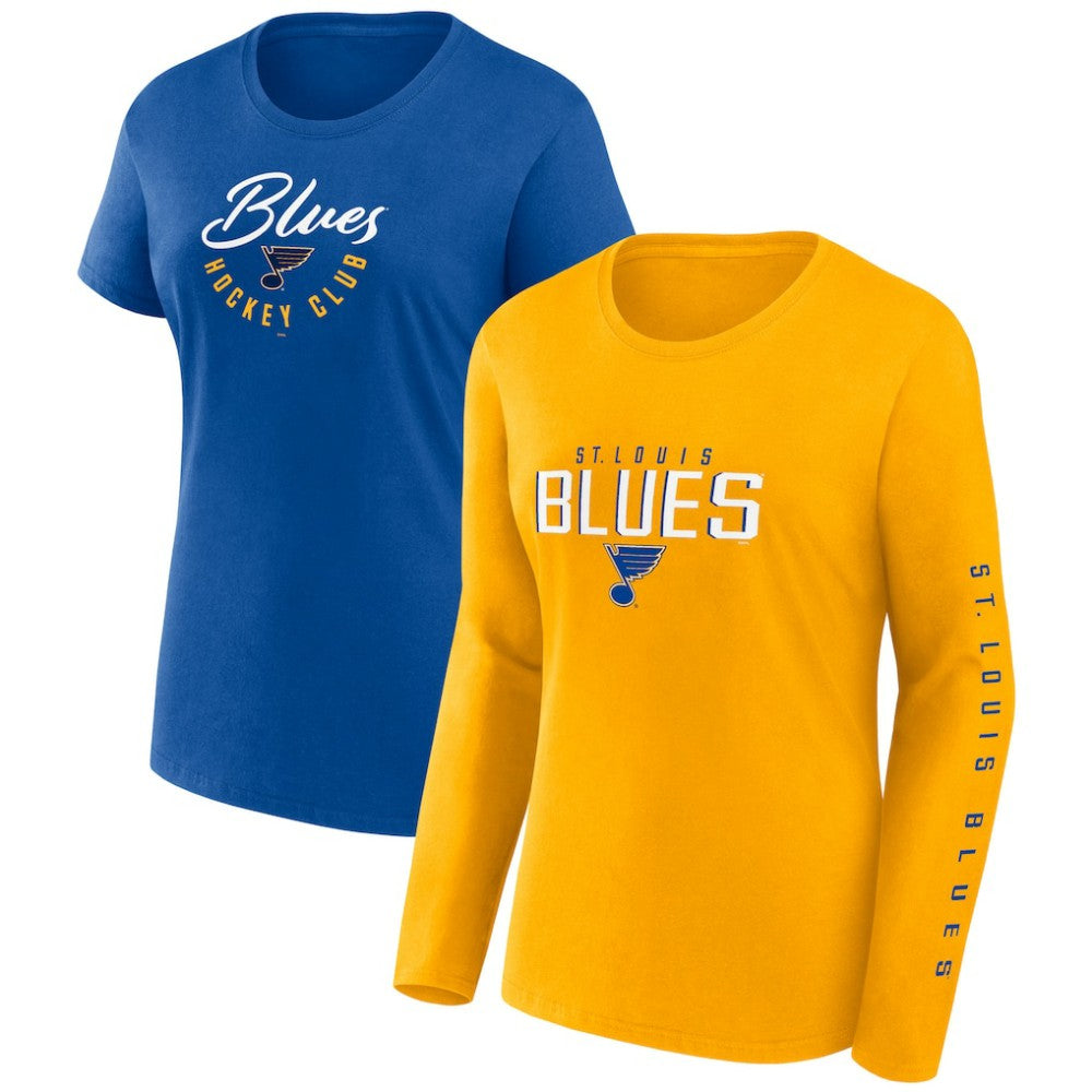 St. Louis Blues Fanatics Women's Long and Short Sleeve Two-Pack T-Shirt Set Discount