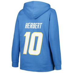 Los Angeles Chargers Justin Herbert Profile Women's Plus Size Player Name & Number Pullover Hoodie