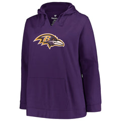 Baltimore Ravens Lamar Jackson Profile Women's Plus Size Player Name & Number Pullover Hoodie