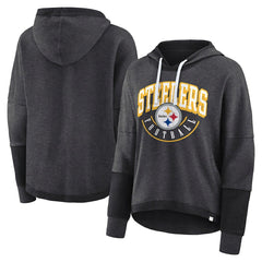Pittsburgh Steelers Fanatics Women's Lightewight Modest Crop Lounge Helmet Arch Pullover Hoodie