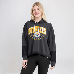Pittsburgh Steelers Fanatics Women's Lightewight Modest Crop Lounge Helmet Arch Pullover Hoodie