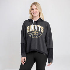 New Orleans Saints Fanatics Women's Lightewight Modest Crop Lounge Helmet Arch Pullover Hoodie
