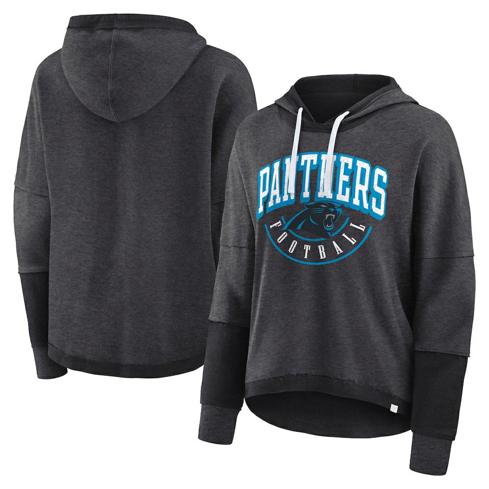 Carolina Panthers Fanatics Women's Lightewight Modest Crop Lounge Helmet Arch Pullover Hoodie