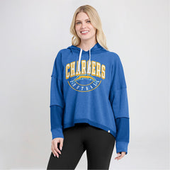 Los Angeles Chargers Fanatics Women's Lightewight Modest Crop Lounge Helmet Arch Pullover Hoodie