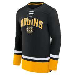 Boston Bruins Fanatics Back Pass Lace-Up Long Sleeve T-Shirt Outlet