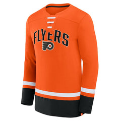 Philadelphia Flyers Fanatics Back Pass Lace-Up Long Sleeve T-Shirt On Sale