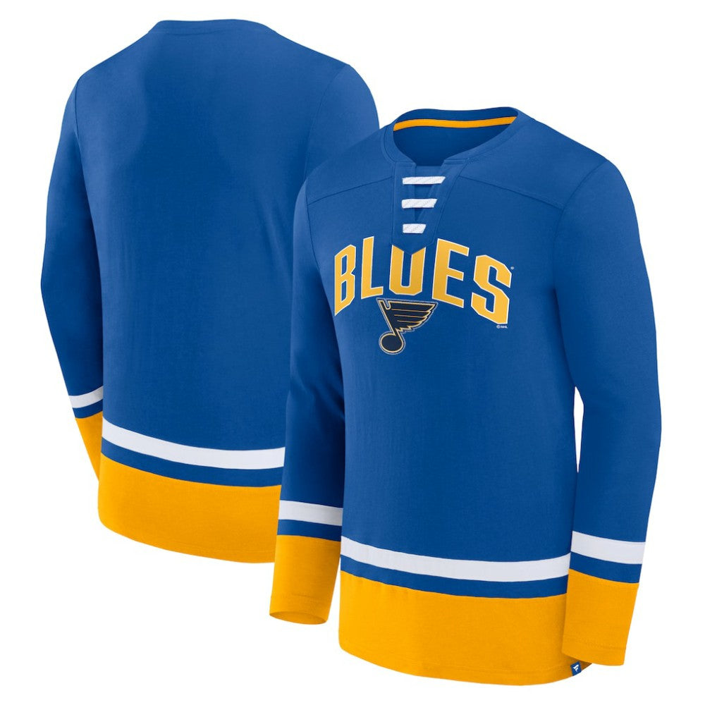 St. Louis Blues Fanatics Back Pass Lace-Up Long Sleeve T-Shirt For Sale