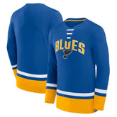 St. Louis Blues Fanatics Back Pass Lace-Up Long Sleeve T-Shirt For Sale