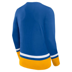 St. Louis Blues Fanatics Back Pass Lace-Up Long Sleeve T-Shirt For Sale