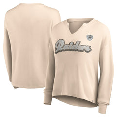 Las Vegas Raiders Fanatics Women's Go For It Notch Neck Waffle Knit Lightweight Long Sleeve T-Shirt