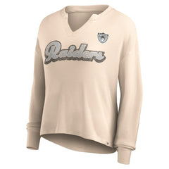 Las Vegas Raiders Fanatics Women's Go For It Notch Neck Waffle Knit Lightweight Long Sleeve T-Shirt