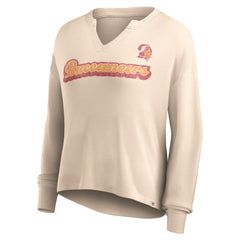 Tampa Bay Buccaneers Fanatics Women's Go For It Notch Neck Waffle Knit Lightweight Long Sleeve T-Shirt