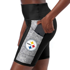 Pittsburgh Steelers Certo Women's High Waist Logo Two-Pocket Biker Shorts