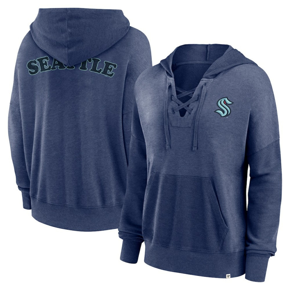 Seattle Kraken Fanatics Women's Breakout Lace-Up Pullover Hoodie On Sale
