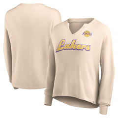 Los Angeles Lakers Women's Go For It Long Sleeve Notch Neck T-Shirt New
