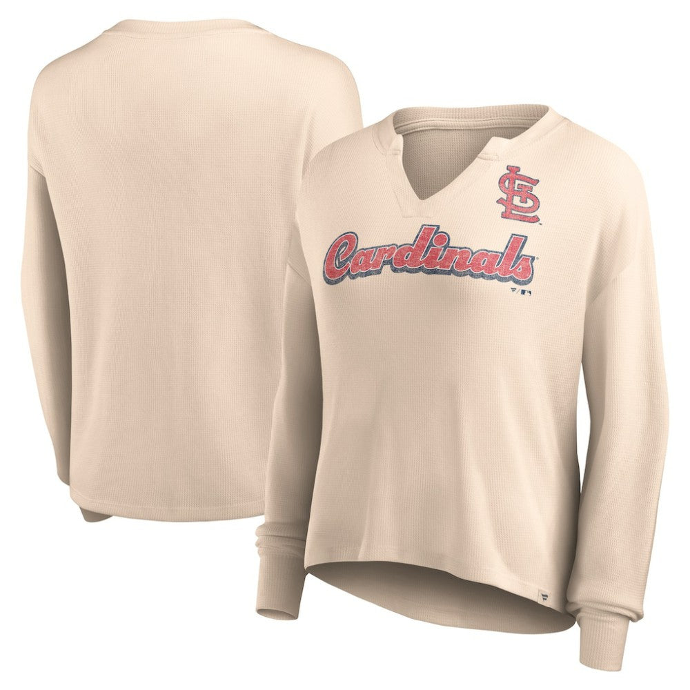 St. Louis Cardinals Fanatics Women's Go For It Waffle Knit Long Sleeve Notch Neck T-Shirt | MLB Online