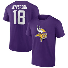 Minnesota Vikings Justin Jefferson Icon Player Name & Number T-Shirt