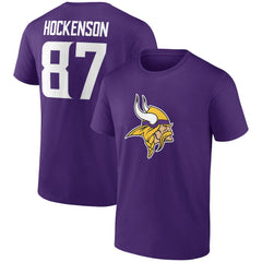 Minnesota Vikings T.J. Hockenson Icon Player Name & Number T-Shirt