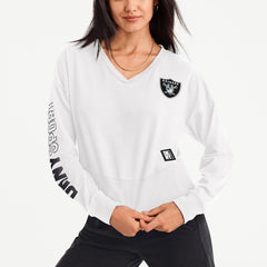 Las Vegas Raiders DKNY Sport Women's Lily V-Neck Pullover Sweatshirt