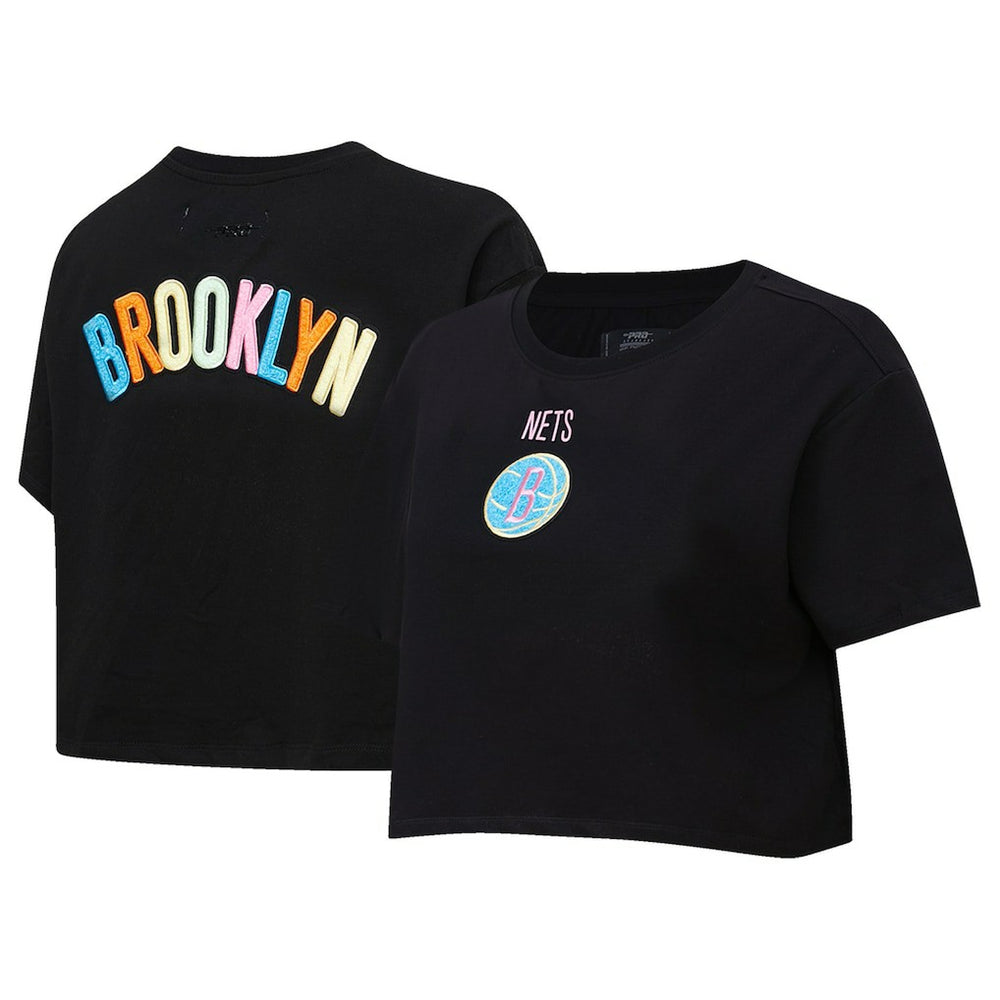 Brooklyn Nets Pro Standard Women's Washed Neon Cropped Boxy T-Shirt Outlet