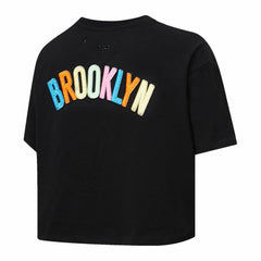Brooklyn Nets Pro Standard Women's Washed Neon Cropped Boxy T-Shirt Outlet