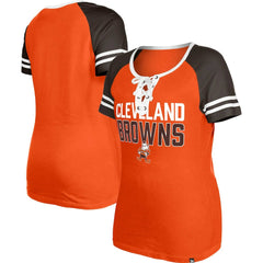 Cleveland Browns New Era Women's Throwback Raglan Lace-Up T-Shirt