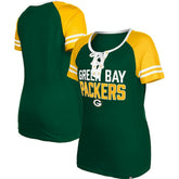 Green Bay Packers New Era Women's Raglan Lace-Up T-Shirt